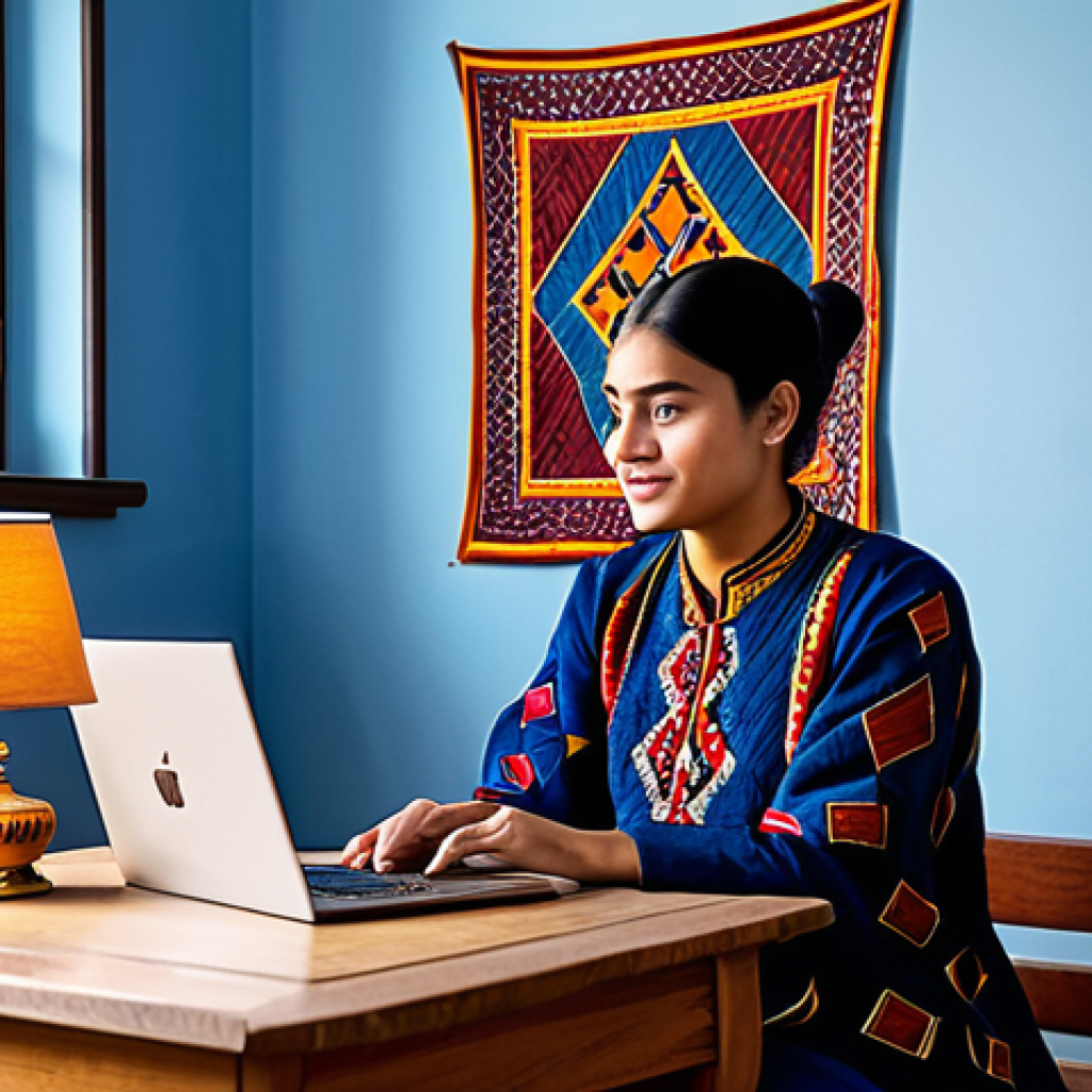 지식 경계 확장을 위한 목표 달성 전략 - **Online Courses: Flexible Learning from Home**
A young female adult, dressed in comfortable mod...