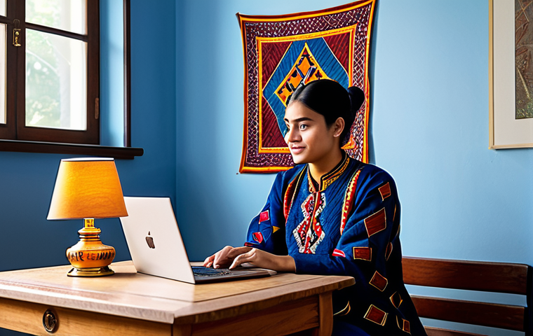 지식 경계 확장을 위한 목표 달성 전략 - **Online Courses: Flexible Learning from Home**
A young female adult, dressed in comfortable mod...