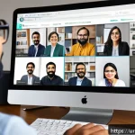 Home 23 지식 경계 확장을 위한 글로벌 네트워킹 전략 - A vibrant digital illustration of a diverse group of Urdu-speaking professionals engaging in a virtu...